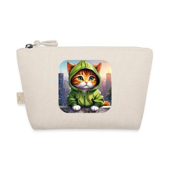 Coole Katze mit Hoodie - Bio-Täschchen - Natur - Vorne