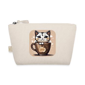 Cute Coffee Cat - Organic Pouch - nature - Front
