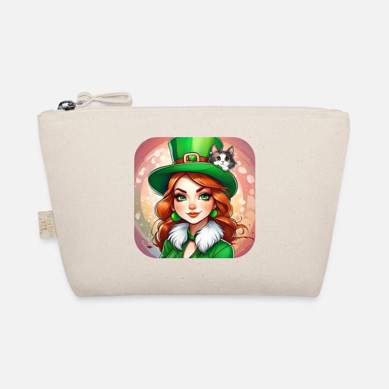 Saint Patrick's Day leprechaun with cat Organic Pouch