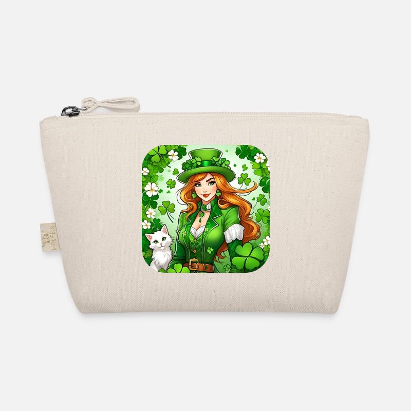 Saint Patrick's Day Leprechaun with Cat Organic Pouch