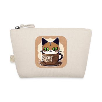Cute Coffee Cat - Organic Pouch - nature - Front