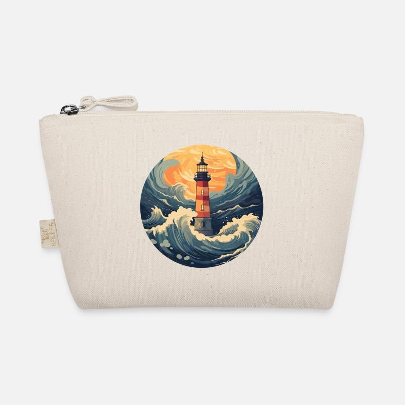 Retro lighthouse with waves: Nostalgic design Organic Pouch