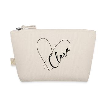 Clara Name Heart Line - Organic Pouch - nature - Front