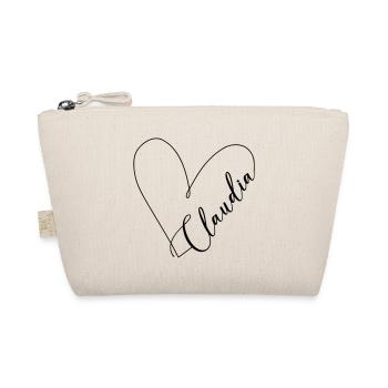 Claudia Name Heart Line - Organic Pouch - nature - Front