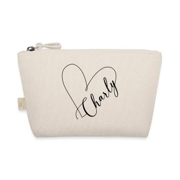 Charly Name Heart Line - Organic Pouch - nature - Front