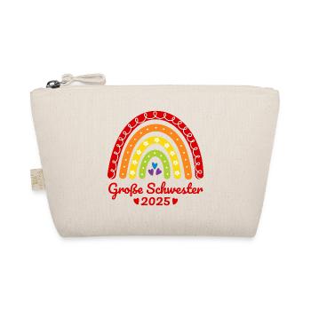 Geschwister Boho Regenbogen Große Schwester 2025 - Bio-Täschchen - Natur - Vorne