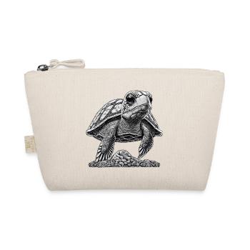 Black and White Swimming Baby Turtle - Organic Pouch - nature - Front