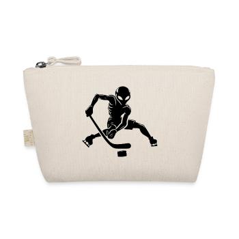 Alien Ice Hockey Player Minimalist Silhouette - Organic Pouch - nature - Front