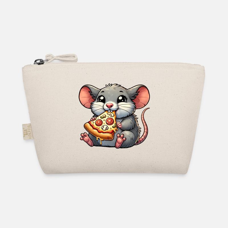 Cute Mouse Rat Pizza Cheese Mushrooms Fast Food Organic Pouch