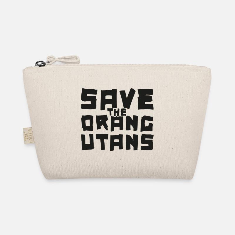 Schriftzug Save the Orangutans schwarz - Bio-Täschchen - Natur