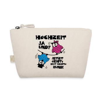 Eulen Hochzeit - ja und? - Bio-Täschchen - Natur - Vorne