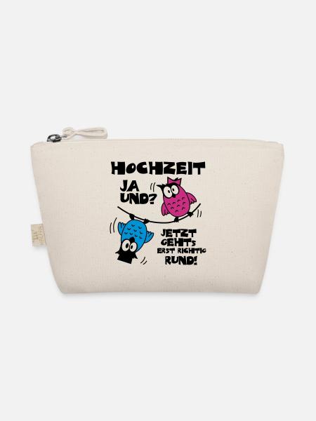 Eulen Hochzeit - ja und? - Bio-Täschchen - Natur - Vorne