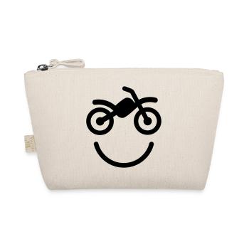 Happy off the road motocross smiley - motorcycle - Organic Pouch - nature - Front