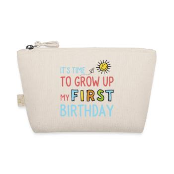 Funny first birthday sayings - Organic Pouch - nature - Front