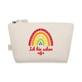 6. Geburtstag Mädchen Regenbogen Ich bin schon 6 - Bio-Täschchen - Natur - Vorne