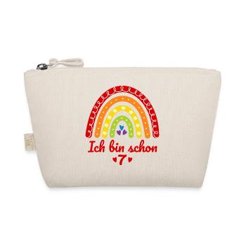 7. Geburtstag Mädchen Regenbogen Ich bin schon 7 - Bio-Täschchen - Natur - Vorne
