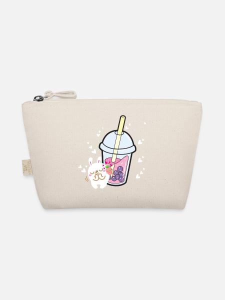 Kawaii Bubble Tea Häschen Herzchen - Bio-Täschchen - Natur