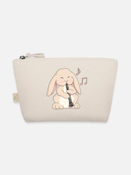 Süße Klarinette spielt Cartoon Rabbit - Bio-Täschchen - Natur