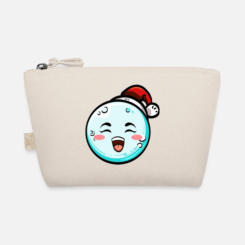Schneeball mit Weihnachtsmütze #2/9 - Bio-Täschchen - Natur