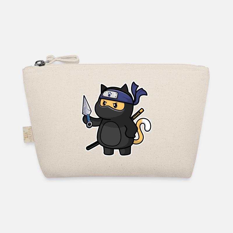 Humour Chat mignon Kawaii Chibi en Ninja Chat Trousse biologique