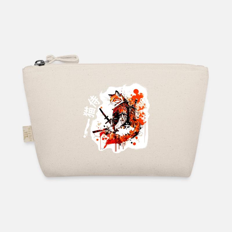 Samurai Cat in Red Organic Pouch