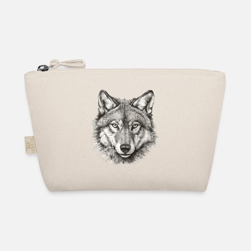 Wolf Wolf Head Black & White Drawn Art Trousse biologique