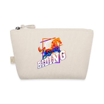 Riding Rider Horse Jumping Sport Colorful Vintage - Organic Pouch - nature - Front