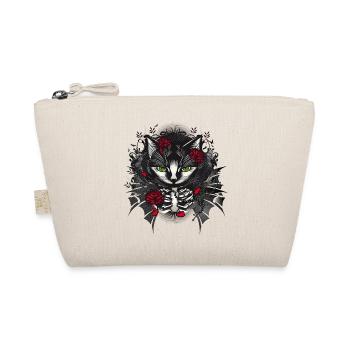 Dark Gothic Cat Portrait with Red Roses - Organic Pouch - nature - Front