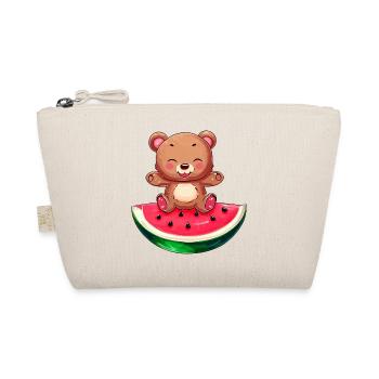 Bear sits on watermelon - Cute - Organic Pouch - nature - Front