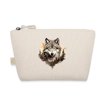 Wolf Wolfskopf Natur Wildnis Wald Bäume Kunst - Bio-Täschchen - Natur - Vorne