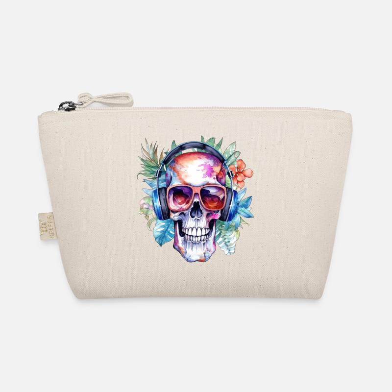 Skull with headphones 3 - Bio-Täschchen - Natur