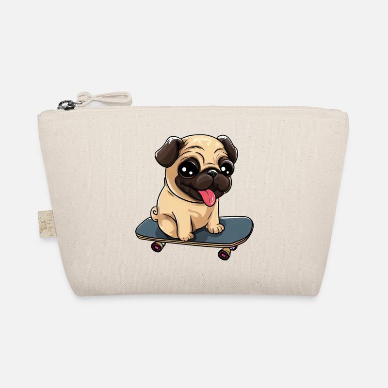 Skateboarding Pug: Cute Rolling Fun Organic Pouch