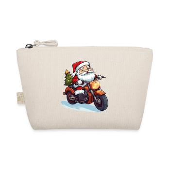 Weihnachtsmann Motorrad Sonnenbrille Weihnachten - Bio-Täschchen - Natur - Vorne