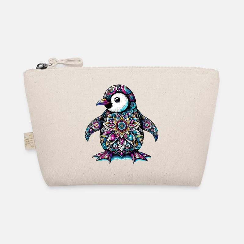 Pingouin décoré de Mandalas Trousse biologique