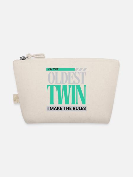 I'm The Oldest Twin I Make The Rules Funny Sibling - Organic Pouch - nature - Front