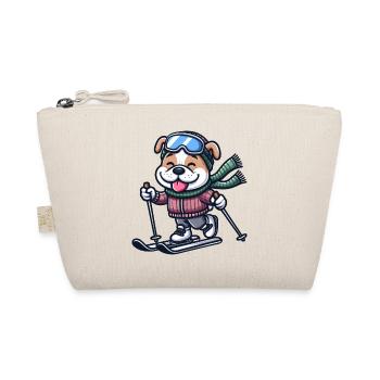Bulldog Terrier Ski Skier Dog - Organic Pouch - nature - Front