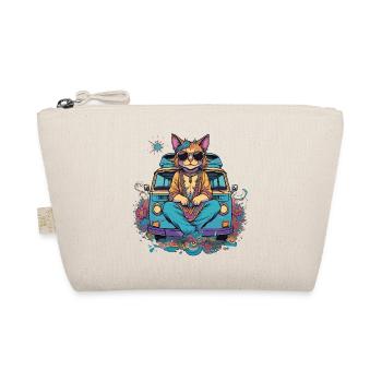 Chat hippie en vacances dans un van, humour - Trousse biologique - nature - Devant