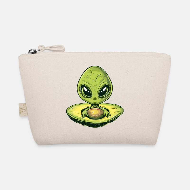 Cool Alien Avocado with Sunglasses & UFO Design Organic Pouch