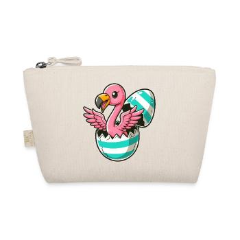 Flamingo Schlüpft aus Osterei Osterüberraschung - Bio-Täschchen - Natur - Vorne