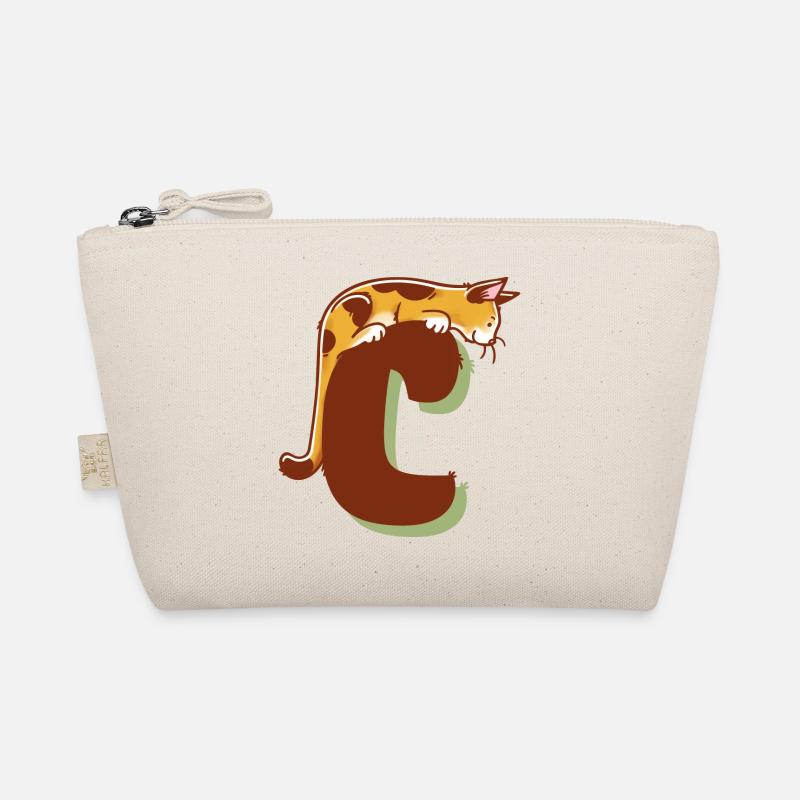 Katze Buchstabe C - Bio-Täschchen - Natur