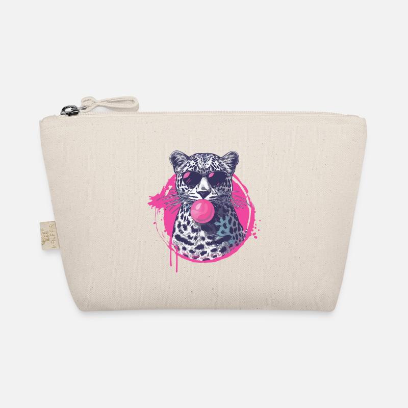 Leopard with sunglasses and pink bubblegum Organic Pouch