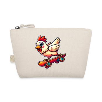 Huhn Henne Hahn Skateboard Skater Skateboarder - Bio-Täschchen - Natur - Vorne