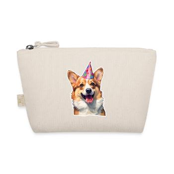 Corgi Party Hat Birthday - Organic Pouch - nature - Front