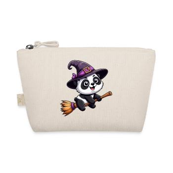 Halloween Panda Sorcière avec Balai de Sorcière Bande Dessinée Mignon - Trousse biologique - nature - Devant