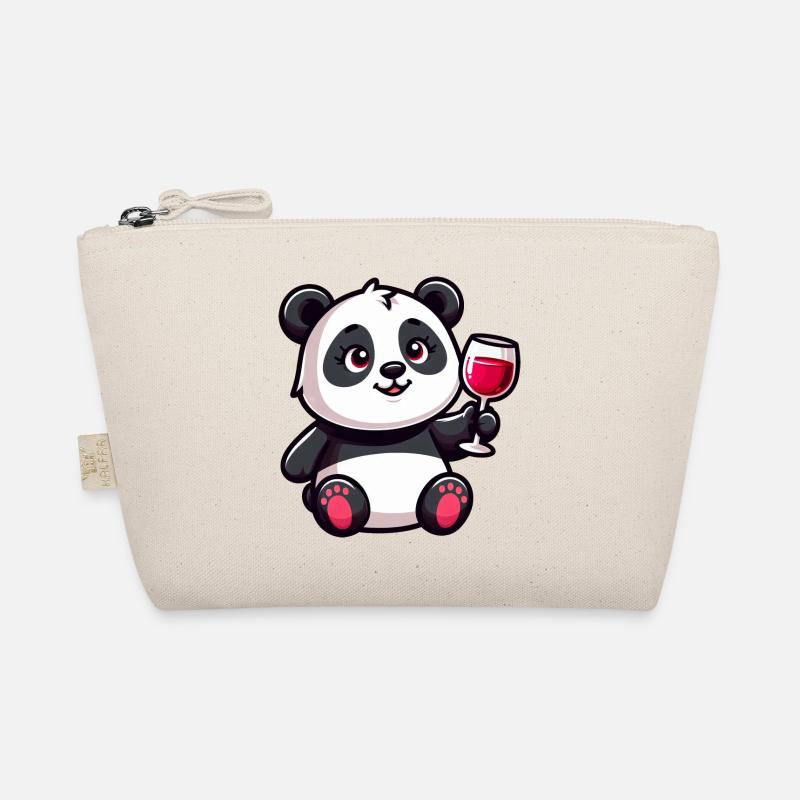 Mignon Panda Vin Rouge Dessin Animé Trousse biologique