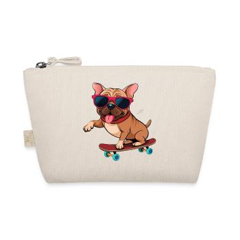 Bulldogge auf einem Brett mit Brille - Bio-Täschchen - Natur - Vorne