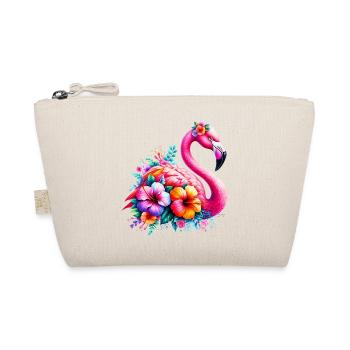 Flamant rose décoré de fleurs d’hibiscus - Trousse biologique - nature - Devant