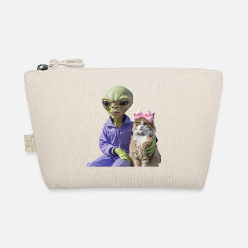 Alien und Katze – Galaktische Liebe Bio-Täschchen