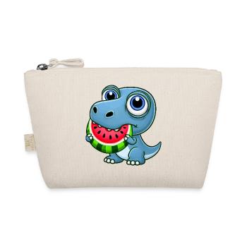 T-Rex Dinosaur with Melon Summer Cartoon - Organic Pouch - nature - Front