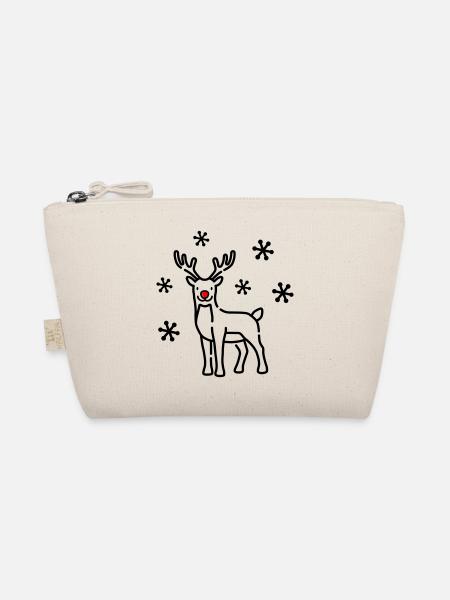 Christmas Deer Reindeer - Organic Pouch - nature